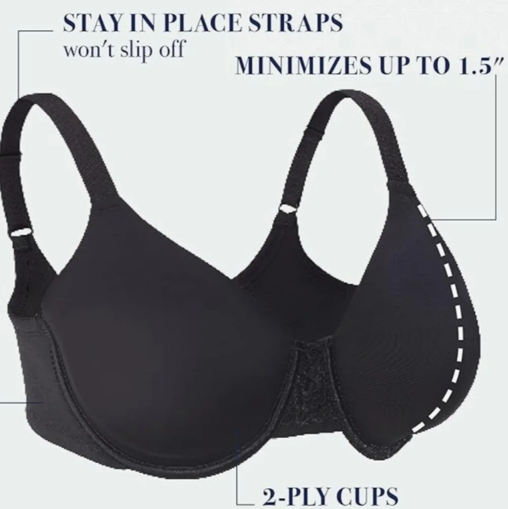 Vanity Fair Beauty Back Full Figure Underwire Minimizer 76080 34H Mid Black